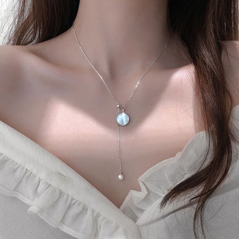 *NEW 925 Sterling Silver Pearl Shell Necklace B1 - Picture 2 of 10